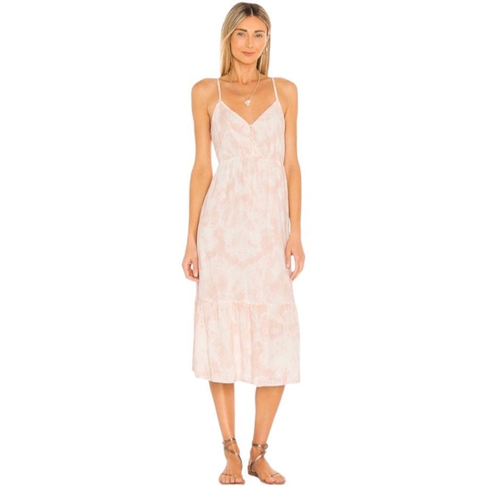 Rails Delilah Spaghetti Strap Linen Midi Dress Peach Pink Tie Dye Extra Large